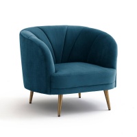 Кресло Велюровое LEONE 1-мест. синий LA REDOUTE INTERIEURS  фото, kupilegko.ru